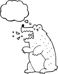 freehand drawn thought bubble cartoon bear