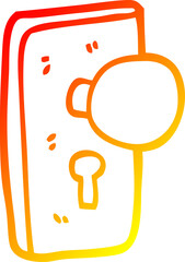 warm gradient line drawing of a cartoon door handle with keyhole