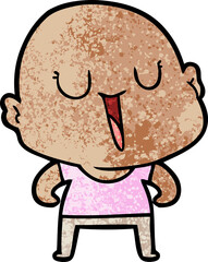 happy cartoon bald man