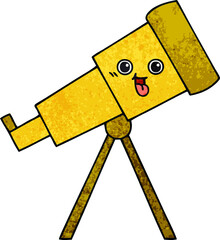 retro grunge texture cartoon of a telescope