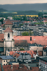 Wiew of historic european city from above. Kłodzko - obrazy, fototapety, plakaty