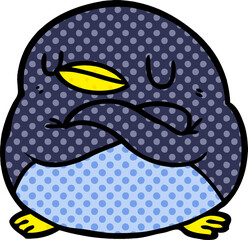 cartoon penguin with crossed arms