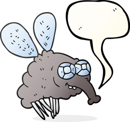 freehand drawn speech bubble cartoon fly