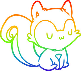 rainbow gradient line drawing of a squirrel