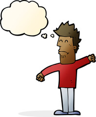 cartoon stressed man with thought bubble