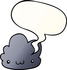 cute cartoon cloud with speech bubble in smooth gradient style