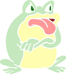 Obraz premium grumpy flat color style cartoon frog