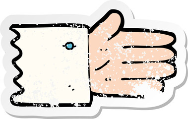 retro distressed sticker of a cartoon open hand symbol