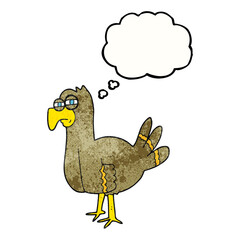 freehand drawn thought bubble textured cartoon bird