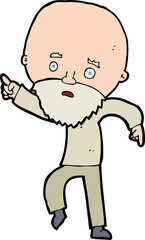 cartoon worried old man pointing