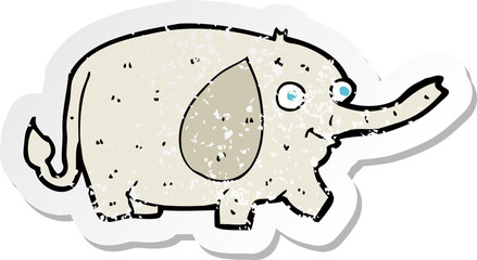 retro distressed sticker of a cartoon funny little elephant