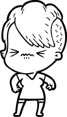 cartoon annoyed hipster girl