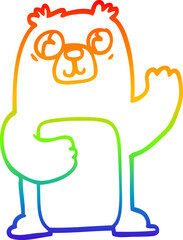 rainbow gradient line drawing of a cartoon wide eyed bear
