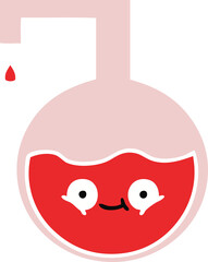 flat color retro cartoon of a science experiment