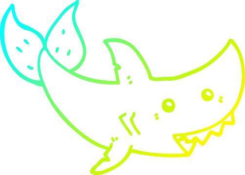 recommend clip art: cold gradient line drawing of a cartoon shark