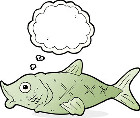 cartoon fish with thought bubble