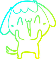 cold gradient line drawing of a cute cartoon dog