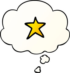 cartoon star symbol with thought bubble in smooth gradient style