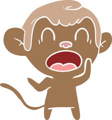 shouting flat color style cartoon monkey