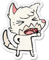 distressed sticker of a angry cartoon fox