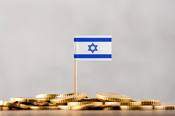 The Flag of Israel with Coins.
