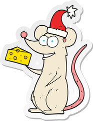 sticker of a cartoon christmas mouse