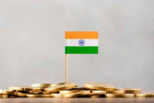 The Flag of India with Coins.