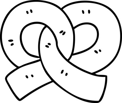 recommend clip art: line doodle of a fresh pretzel for you to snack on