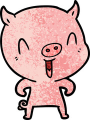 happy cartoon pig