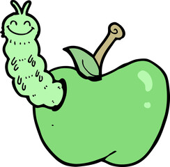 cartoon bug eating apple