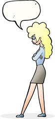 cartoon annoyed woman with speech bubble