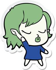 sticker of a cute cartoon vampire girl