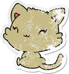 distressed sticker cartoon illustration of cute kawaii kitten