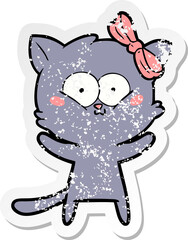 distressed sticker of a cartoon cat