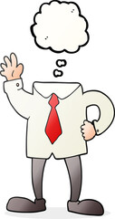 freehand drawn thought bubble cartoon headless businessman