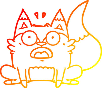 recommend clip art: warm gradient line drawing of a cartoon startled fox