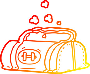 warm gradient line drawing of a cartoon gym bag
