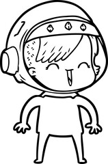 happy cartoon space girl
