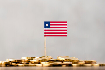 The Flag of Liberia with Coins.