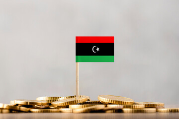 The Flag of Libya with Coins.