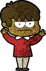 annoyed cartoon boy