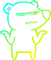 cold gradient line drawing of a annoyed bear cartoon