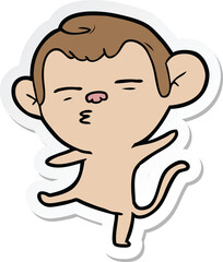 Fototapeta premium sticker of a cartoon suspicious monkey
