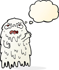 gross cartoon ghost with thought bubble