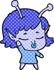 cute alien girl cartoon