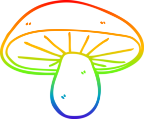 rainbow gradient line drawing of a cartoon mushroom