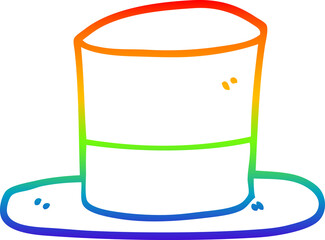 rainbow gradient line drawing of a cartoon top hat