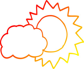 warm gradient line drawing of a cartoon weather