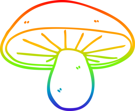 rainbow gradient line drawing of a cartoon mushroom
