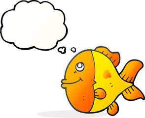 freehand drawn thought bubble cartoon fish